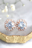 Dusty Blue Stud Earrings, Dusty Blue Crystal Studs, Dust Blue Bridesmaids Earrings, Light Blue Crystal Blue Earrings, Dusty Blue Studs