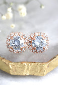 Dusty Blue Stud Earrings, Dusty Blue Crystal Studs, Dust Blue Bridesmaids Earrings, Light Blue Crystal Blue Earrings, Dusty Blue Studs