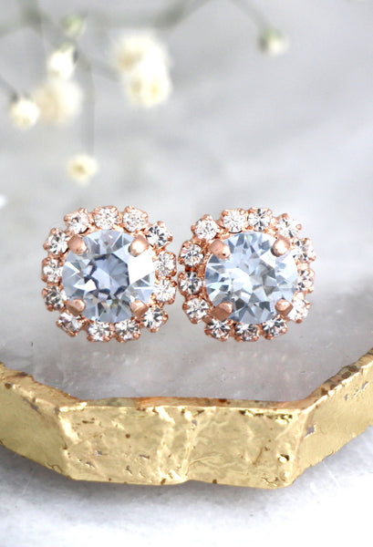 Dusty Blue Stud Earrings, Dusty Blue Crystal Studs, Dust Blue Bridesmaids Earrings, Light Blue Crystal Blue Earrings, Dusty Blue Studs