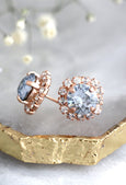 Dusty Blue Stud Earrings, Dusty Blue Crystal Studs, Dust Blue Bridesmaids Earrings, Light Blue Crystal Blue Earrings, Dusty Blue Studs