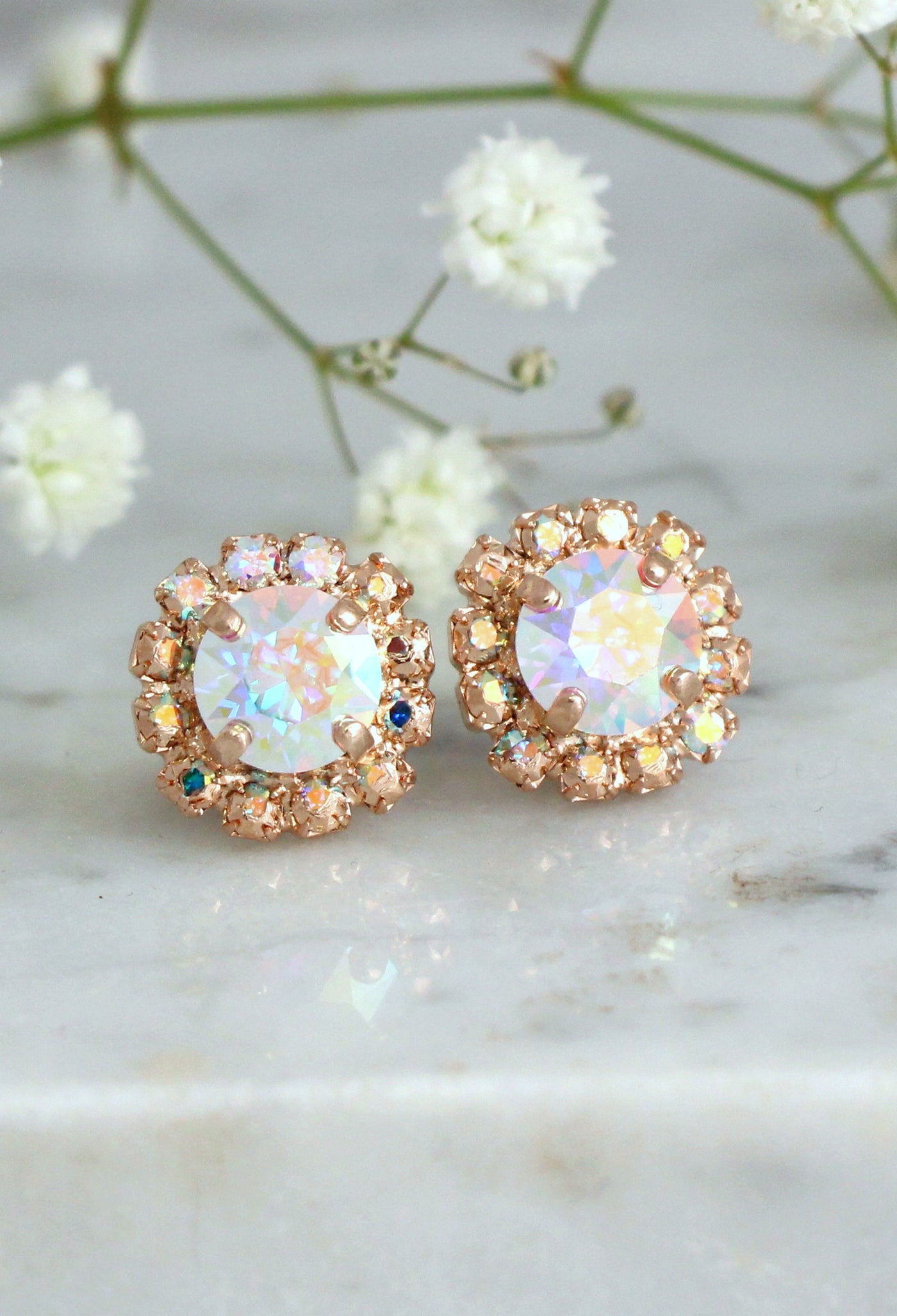 Bridal Earrings, Bridesmaids Crystal Earrings, Ab Crystal Earrings, Bridesmaids Crystal Stud Earrings, Gift For Her, Crystal Stud Earrings