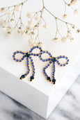 Bow Earrings, Blue Sapphire Crystal Drop Earrings, Bridal Bow Crystal Earrings, Royal Blue Crystal Earrings, Blue Chandelier Earrings