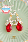 Red Crystal Drop Earrings, Bridal Ruby Red Crystal Earrings, Deep Red Crystal Earrings, Crimson Red Earrings, Gift For Her, Gift For Mom
