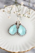Light Green Crystal Earrings, Soft Green Bridal Crystal Drop Earrings, Bridal Green Mint Earrings, See Foam Green Earrings, Gift For Her.