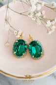 Emerald Crystal Earrings, Emerald Green Crystal Drop Earrings, Bridal Emerlad Earrings, Gift For Woman, Handmade Earrings, Green Earrings