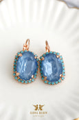 Blue Denim Crystal Earrings, Blue Crystal Drop Earrings, Denim Blue Earrings, Gift For Woman, Handmade Earrings, Blue Earrings