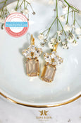 Chamagne Crystal Bridal Drop Bridal Earrings, Light Gold Gold Drop Earrings, Taupe Crystal Earrings, Gift For Her, Light gold Earrings