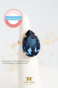 Blue Navy Cocktail Crystal Big Ring, Dark Blue Crystal Statement Ring, Navy Blue Cocktail Ring, Oversize Rhinestone Cocktail Ring
