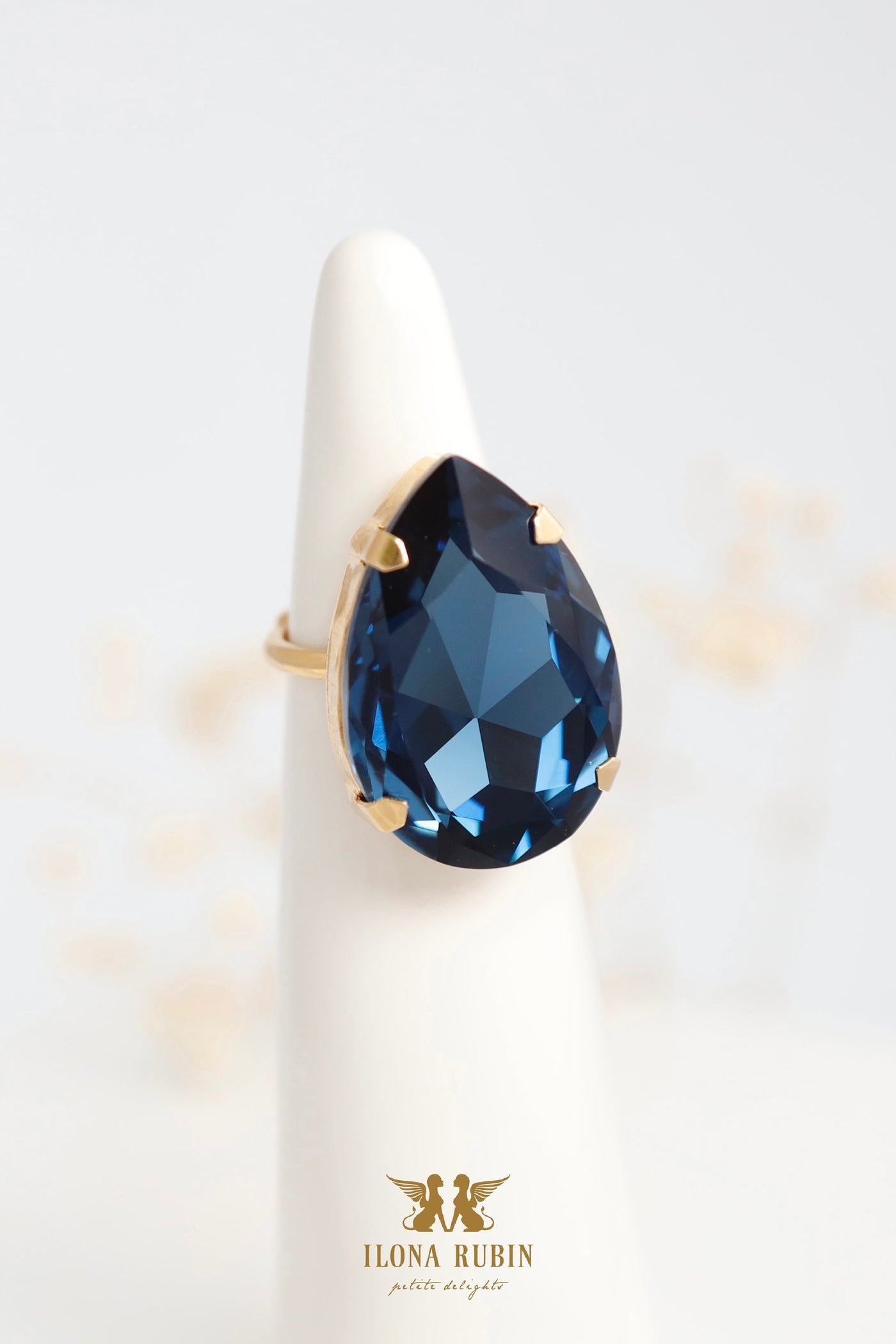 Blue Navy Cocktail Crystal Big Ring, Dark Blue Crystal Statement Ring, Navy Blue Cocktail Ring, Oversize Rhinestone Cocktail Ring