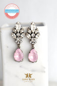 Pink Ballet Chandelier Earrings, Pale Pink Long Earrings, Bridal Petal Pink Drop Earrings, Bridal Light Pink Earrings,Bridal Drop Earrings