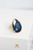 Blue Navy Cocktail Crystal Big Ring, Dark Blue Crystal Statement Ring, Navy Blue Cocktail Ring, Oversize Rhinestone Cocktail Ring