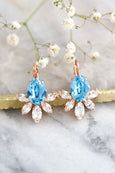 Aquamarine Light Blue Crystal Drop Earrings. Featuring sparkling aquamarine crystals in a delicate drop design, these earrings are perfect for any occasion. Ideal for gifting or adding a touch of sophistication to your outfit