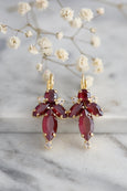 Burgundy Crystal Earrings, Dark Red Crystal Earrings, Burgundy Earrings, Rare burgundy Crystal Color Earrings, Bridesmaid Earrings