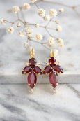 Burgundy Crystal Earrings, Dark Red Crystal Earrings, Burgundy Earrings, Rare burgundy Crystal Color Earrings, Bridesmaid Earrings
