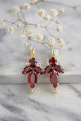 Burgundy Crystal Earrings, Dark Red Crystal Earrings, Burgundy Earrings, Rare burgundy Crystal Color Earrings, Bridesmaid Earrings