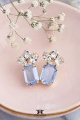 Light Sapphire Crystal Stud Bridal Earrings, Light Blue Classic Stud Earrings, Aquamarine Crystal Drop Earrings, Bridal Blue Earrings