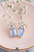 Light Sapphire Crystal Stud Bridal Earrings, Light Blue Classic Stud Earrings, Aquamarine Crystal Drop Earrings, Bridal Blue Earrings