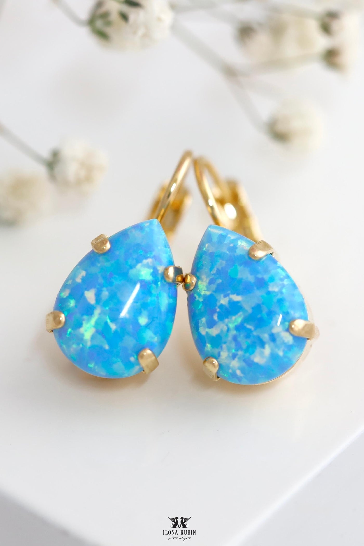 Opal Drop Earrings, Blue Opal Earrings, Blue Opal Drop Earrings, Opal Leverback Earrings, October Birthstone Earrings, Best Gift For Her
