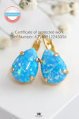 Opal Drop Earrings, Blue Opal Earrings, Blue Opal Drop Earrings, Opal Leverback Earrings, October Birthstone Earrings, Best Gift For Her