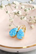 Opal Drop Earrings, Blue Opal Earrings, Blue Opal Drop Earrings, Opal Leverback Earrings, October Birthstone Earrings, Best Gift For Her