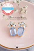 Light Sapphire Crystal Stud Bridal Earrings, Light Blue Classic Stud Earrings, Aquamarine Crystal Drop Earrings, Bridal Blue Earrings