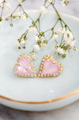 Valentine Heart Stud Earrings, Bridal Powder Pink Earrings, Heart Earrings, Valentine Gift For Her, Crystal Heart Earrings, Pink Studs, embellished with Swarovski© crystals