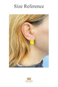 Yellow Neon Stud Earrings, Electric Yellow Earrings, Gift For Her, Crystal Yellow Earrings, Summer Jewelry Earrings, Yellow Crystal Earrings