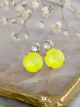 Yellow Neon Stud Earrings, Electric Yellow Earrings, Gift For Her, Crystal Yellow Earrings, Summer Jewelry Earrings, Yellow Crystal Earrings