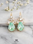 Light Green Crystal Earrings, Mint Green Bridal Earrings, Seafoam Green Earrings, Bridesmaids Green Drop Earrings, Gift For Her.