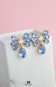 Light Sapphire Bow Crystal Earrings, Something Blue Bridal Earrings, Light Blue Chandelier Drop Earrings, Bridesmaid Gift Jewelry