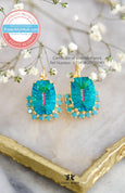 Turquoise Aqua Blue Art Deco Earrings, Turquoise Crystal Drop Earrings, Ocean Blue Handmade Earrings, Bridesmaids Earrings, Gift For Her