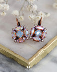 Blue Pink Earrings, Light Blue Opal Crystal Bridal Earrings, Pink Blue Bridesmaids Earrings, Blue Crystal Copper Drop Earrings, Gift For Her