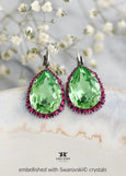 Peridot Green Earrings, Light Green Lever Back Earrings, Green Pink Drop Earrings, Gift For Her, Peridot Green Glow Drop Earrings