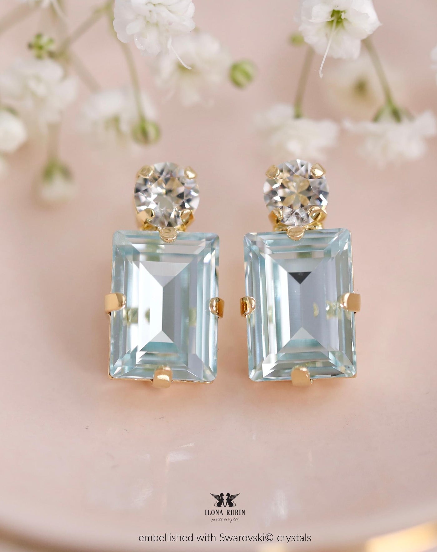 Aquamarine Bridal Earrings, Light Blue Stud Earrings, Aqaumarine Crystal Classic Stud Earrings, Gift For Her, Bridesmaids Earring.
