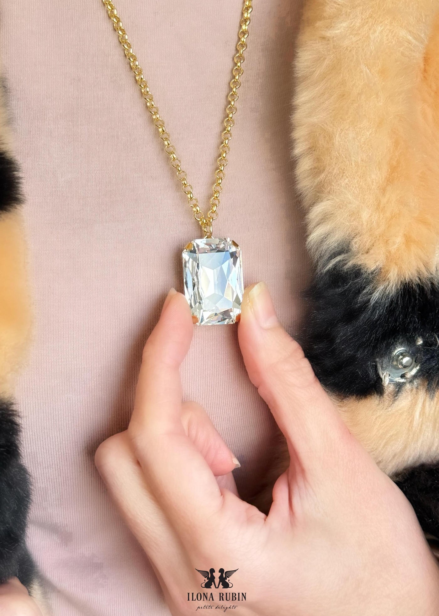 Statement Crystal Necklace, Bridal Clear Crystal Necklace, Emerald Cut Crystal Necklace, Mother of the Bride Necklace, Big Long Necklace