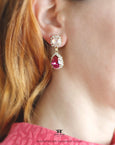 Pink Crystal Chandeliers, Bridal Magenta Earrings, Hot Fuchsia Pink Earrings, Pink Drop Earrings, Fuchsia Pink Chandeliers, Pink Earrings