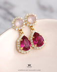 Pink Crystal Chandeliers, Bridal Magenta Earrings, Hot Fuchsia Pink Earrings, Pink Drop Earrings, Fuchsia Pink Chandeliers, Pink Earrings