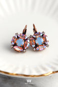 Blue Pink Earrings, Light Blue Opal Crystal Bridal Earrings, Pink Blue Bridesmaids Earrings, Blue Crystal Copper Drop Earrings, Gift For Her