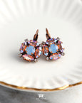 Blue Pink Earrings, Light Blue Opal Crystal Bridal Earrings, Pink Blue Bridesmaids Earrings, Blue Crystal Copper Drop Earrings, Gift For Her