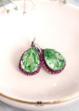 Peridot Green Earrings, Light Green Lever Back Earrings, Green Pink Drop Earrings, Gift For Her, Peridot Green Glow Drop Earrings