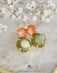 Orange Green Earrings, Olive Orange Drop Earrings, Green Olive Jewelry, Orange Crystal Earrings, Handmade Gift For Her, Green Drop Earrings
