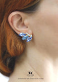 Light Blue Aquamarine Clip On Earrings, Light Sapphire Crystal Clip On Earrings, Bridal Blue Clip On Earrings, Blue Crystal Gift for Her