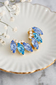 Light Blue Aquamarine Clip On Earrings, Light Sapphire Crystal Clip On Earrings, Bridal Blue Clip On Earrings, Blue Crystal Gift for Her