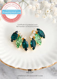 Emerald Green Clip On Earrings, Green Bridal Clip On Earrings, Green Peridot Clip On Earrings, Non Pierced Crystal Earrings, Gift for Her