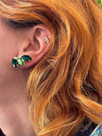 Emerald Green Clip On Earrings, Green Bridal Clip On Earrings, Green Peridot Clip On Earrings, Non Pierced Crystal Earrings, Gift for Her