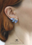 Light Blue Aquamarine Clip On Earrings, Light Sapphire Crystal Clip On Earrings, Bridal Blue Clip On Earrings, Blue Crystal Gift for Her