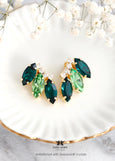 Emerald Green Clip On Earrings, Green Bridal Clip On Earrings, Green Peridot Clip On Earrings, Non Pierced Crystal Earrings, Gift for Her