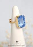 Blue Cocktail Statement Crystal Ring, Aquamarine Cocktail Ring, Light Blue Cocktail Ring, Emerald Cut Blue Ring, Gift For Her.