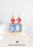 Red Blue Stud Bridal Earrings, Light Blue Red Heart Stud Earrings, Heart Stud Earrings, Bridal Blue Earrings, Gift for Her, Heart Earrings
