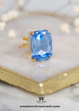 Blue Cocktail Statement Crystal Ring, Aquamarine Cocktail Ring, Light Blue Cocktail Ring, Emerald Cut Blue Ring, Gift For Her.